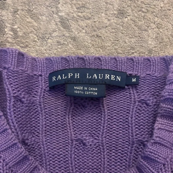 Ralph Lauren Purple Cable Knit Sweater - Picture 2 of 2